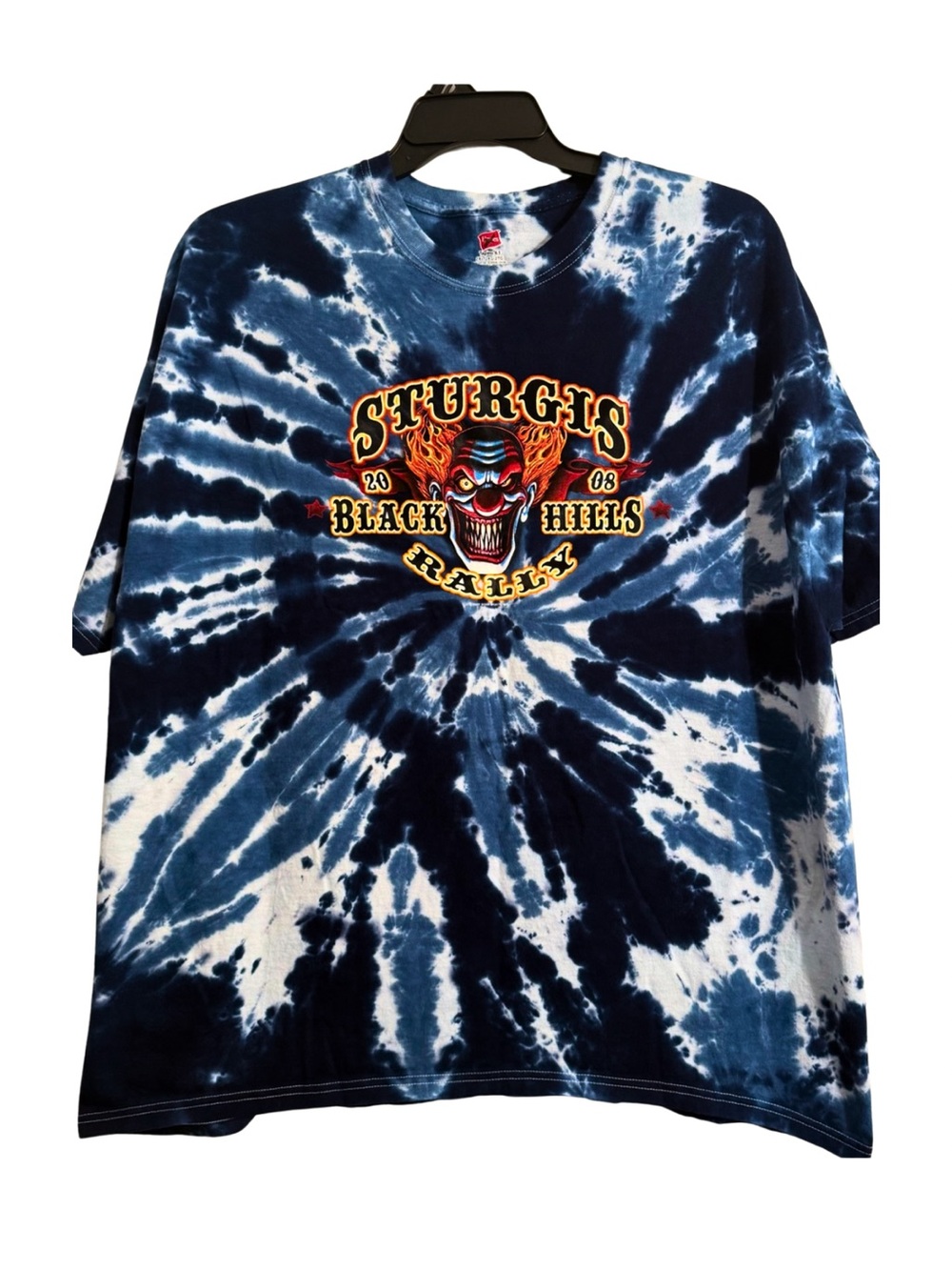 2008 Sturgis Black Hills Rally Tie Dye Graphic Tee 2XL Double Sided
